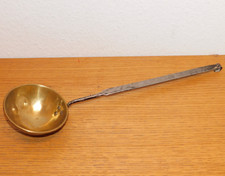 44cm vintage LOUCHE laiton CUIVRE fer forgé USTENSILE de CUISINE ANCIEN couvert