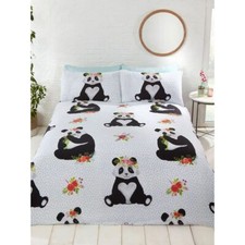 Home Parure de lit en Coton Motif Panda Multicolore 135 x 200 cm