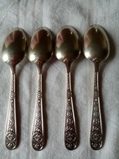 4 petites cuillères en métal argenté Christofle modèle Villeroy