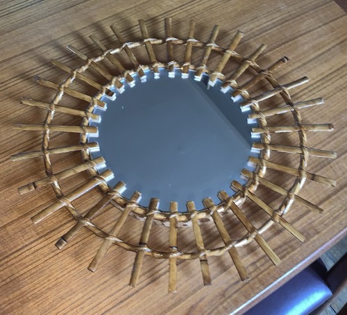 Miroir soleil rotin - rotin, vintage