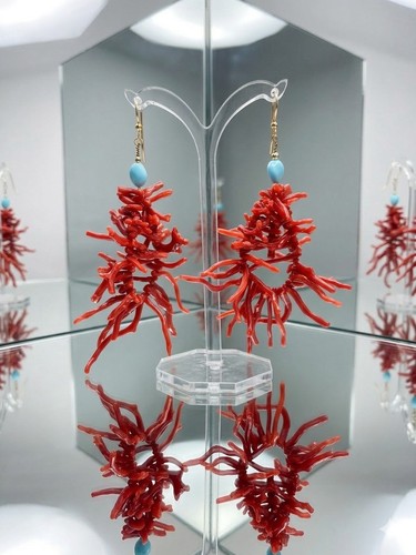 Boucles oreilles corail - d’oreilles, en