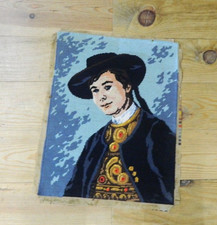 Vintage Tapisserie Homme Breton Bretagne France Canevas Terminé 37x47 cm