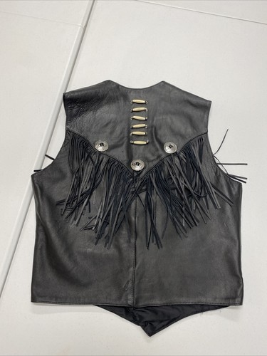 Gilet motard vintage cuir noir