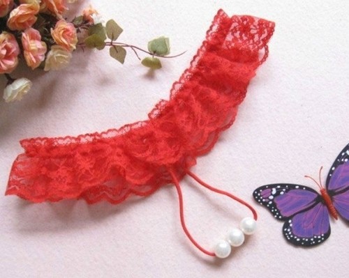 String ouvert rouge noir - noir, sexy