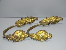 -2 ANCIENNES EMBRASSES de RIDEAUX BRONZE ROCAILLE DORURE ESTOMPEE    D