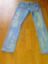 Jean REDIAL bleu clair délavé plissé faussement raccommodé taille S TBE