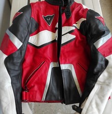 blouson cuir dainese rouge/noir/ blanc femme