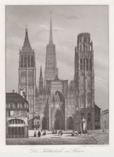 Rouen Norm. Cathédrale Original Table en Acier Livre De Monde 1847