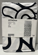 Housse de couette et taie d'oreiller IKEA SÖTRÖNN, blanc noir à motifs, doubl...
