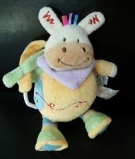 *. DOUDOU PELUCHE MUSICAL BABY NAT' ANE CHEVAL ZEBRE INDIEN jaune vert bleu TBE 
