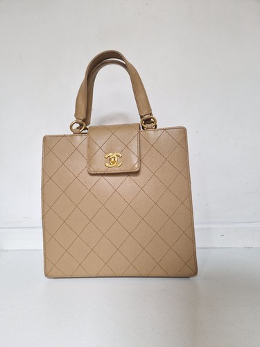 Sac chanel vintage cuir - vintage, beige