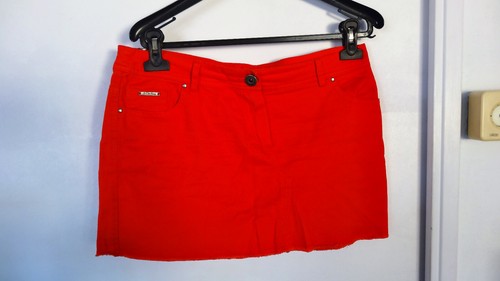 Jupe rouge coton jean doux - rouge,