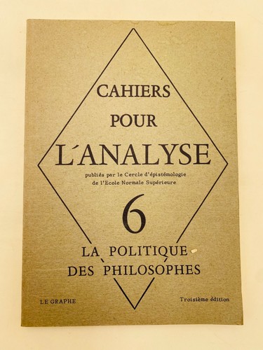 Cahiers pour analyse - cahiers, l'analyse