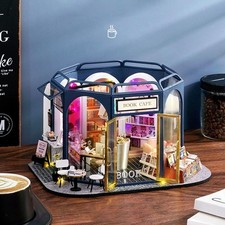 DIY Handcraft Miniature Dollhouse with Furniture Cafe Shop Kit LED Light &