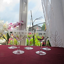 5 verres a vin  en cristal de baccarat ? modèle gravé h 12 cm