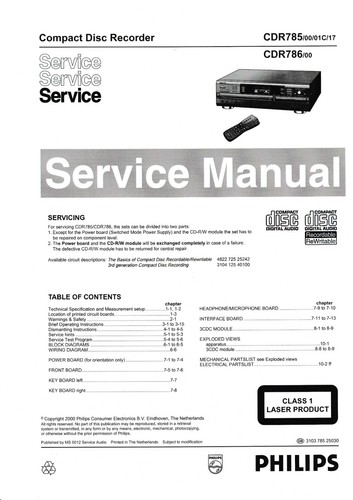Service manual for philips cdr - service,