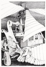 Jean-Michel Birais / Nantes 1952 / char à voile / dessin original à l'encre