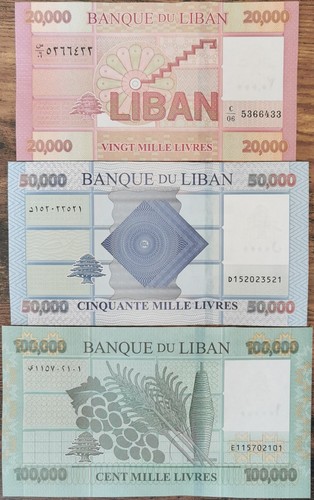 Lot billets liban - 3, 20000