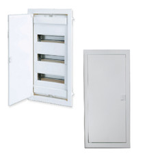 Tableau électrique encastré 39 modules 3 rangées - porte Métallique blanche