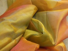 Coupon tissu luxe superbe voilage orange rose vert  1 m18 sur 1 m 03 B6