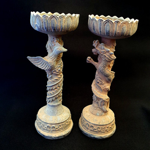 Paire anciens bougeoirs - paire, d'anciens