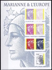 VARIETE BLOC F4614 MARIANNE ET L'EUROPE 7 VALEURS NON DENTELES LUXE**