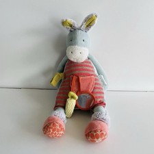 Doudou Peluche Âne d'Activité Biscotte et Pompon MOULIN ROTY 39cm 