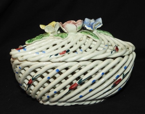 Corbeille porcelaine tressée - porcelaine,