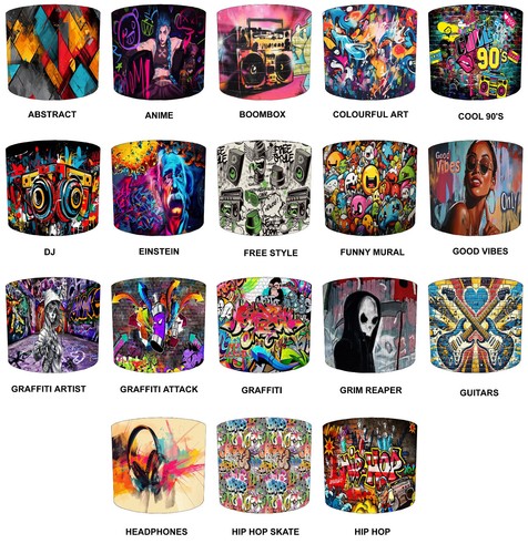 Graffiti lampshades assorti - graffiti,
