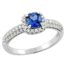 Bague en Argent W/5mm Bleu