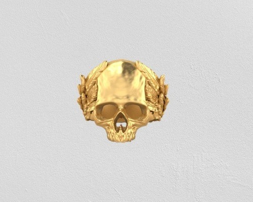 Bague crâne ailé plaqué - , or