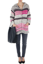 Manteau cardigan long zippé