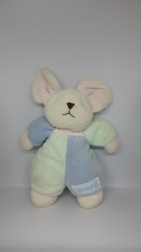 Doudou souris vert - bleu, pastel