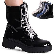 Femmes Plateforme Bottines Paillettes Bottes Vernis Lutte contre La Bottines