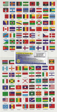 PLANCHE 192 DRAPEAUX AUTOCOLLANTS DES PAYS DU MONDE (1862s safe)