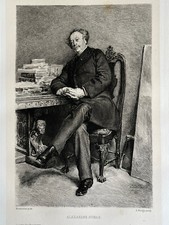 Meissonier Gravure Etching Portrait Homme Auteur Écrivain Alexandre Dumas