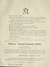 COSNE Marcade Lamy FAIRE PART Dubief Vengeon Montarlot Lorotte Verrier 1905