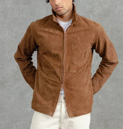 Veste course cuir marron - de,