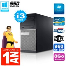 PC Tour DELL 7010 Core I3-3220 RAM 8Go Disque 960 Go SSD Wifi W7