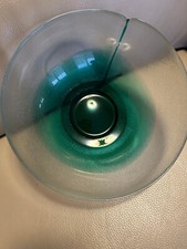 Belle, grande coupe, saladier vintage verre 2 tons