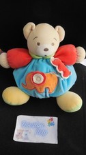 doudou peluche ours bleu rouge
