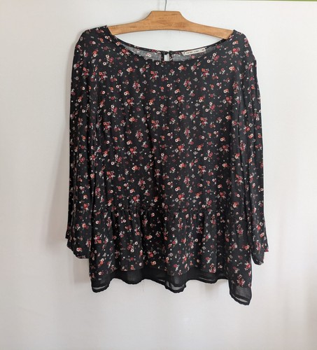 Blouse noire fleurs - noire, à