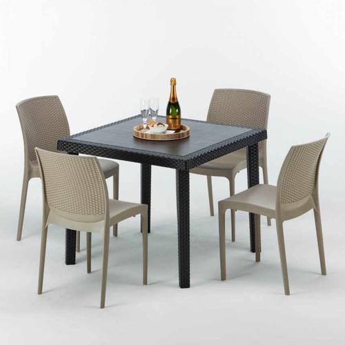Table carrée noire 90x90cm - table,