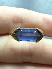 Ancienne Bague En Argent Massif 925 Jonc Alliance Anneaux Créateur bleu 