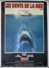 JAWS - SHARK - STEVEN SPIELBERG - RARE LINEN BACKED ORIGINAL MOVIE POSTER