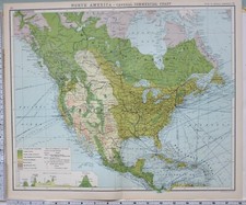 1906 Carte Amérique Du Nord Commerical Tableau États-unis Mexico Canada Forêt
