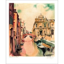 VERNET-BONFORT Robert - Lithographie originale "Le Canal à Venise" 75x52cm