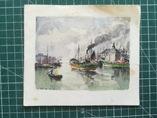 vr178 CPA circa 1940 - reproduction aquarelle - le port de Dieppe