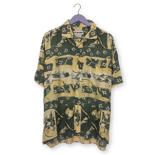 Chemise vintage jaune verte - chemise,