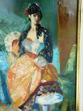 BERTHOMME ST-ANDRE (1905-1977) "Danseuse de Cabaret" Huile HST encadrée - 1962